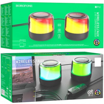 Bluetooth колонка Borofone BP12 Colorful BT wired 2-in-1 computer speaker, Black - Колонки / Акустика - изображение 5