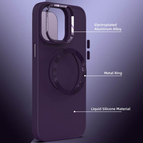 TPU чохол Bonbon Metal Style with MagSafe для Apple iPhone 13 (6.1"), Фіолетовий / Dark Purple