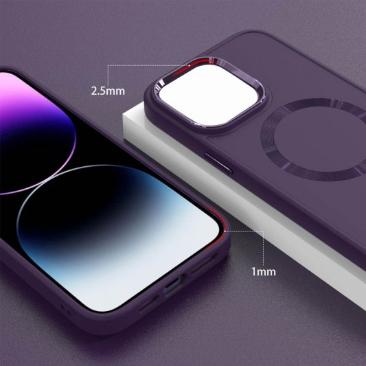 TPU чохол Bonbon Metal Style with MagSafe для Apple iPhone 13 (6.1"), Фіолетовий / Dark Purple - зображення 5 