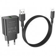 Зарядное устройство Borofone BA72A Spring QC3.0 USB to MicroUSB, Black