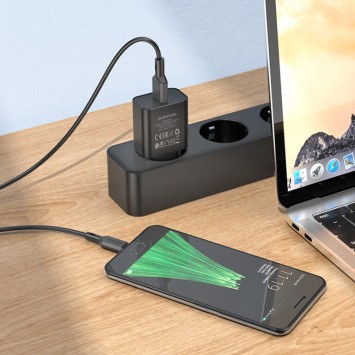 Зарядний пристрій Borofone BA72A Spring QC3.0 USB to MicroUSB, Black - Мережеві ЗП (220 В) - зображення 3 