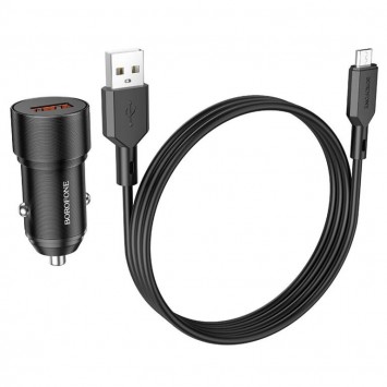 Зарядний пристрій Borofone BZ19A QC3.0 + Micro-USB, Black - Автомобільні зарядні пристрої - зображення 1 