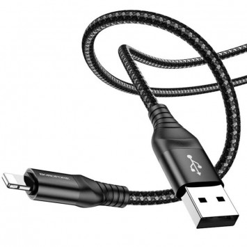 Кабель для айфон Borofone BX56 Светодиодный USB to Lightning (1m), Black - Lightning - изображение 1