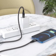 Кабель для айфону Borofone BX56 Світлодіодний USB to Lightning (1m), Black