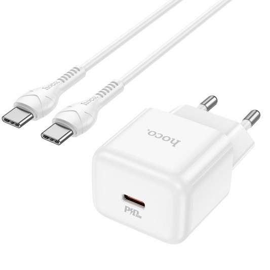 Зарядний пристрій Hoco N32 Glory PD30W Type-C to Type-C, White - зображення 1 