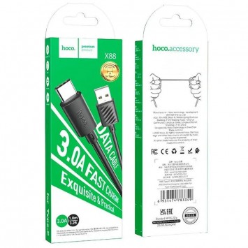 Дата кабель Hoco X88 Gratified USB to Type-C (1m), Чорний - Type-C кабелі - зображення 5 