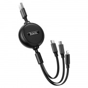 Универсальный кабель Hoco X75 3in1 Lightning-MicroUSB-Type-C (1m), Black