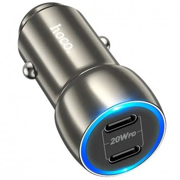 Зарядний пристрій Hoco Z48 Tough 40W (2Type-C), Metal gray - Автомобільні зарядні пристрої - зображення 1 