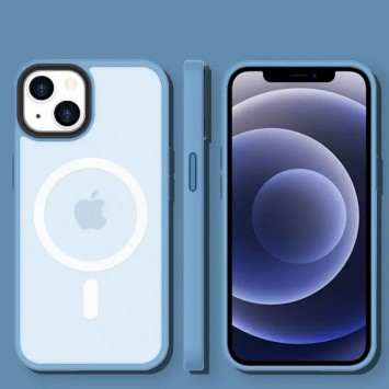 TPU+PC чехол Metal Buttons with MagSafe Colorful для Apple iPhone 14 (6.1"), Голубой - Чехлы для iPhone 14 - изображение 1