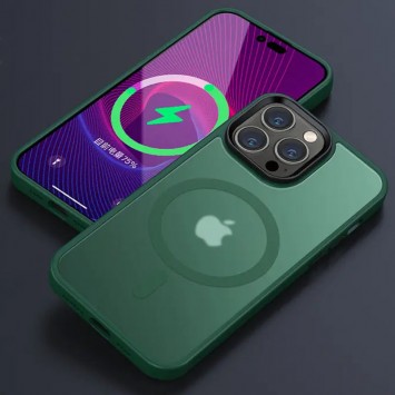 TPU+PC чехол Metal Buttons with MagSafe Colorful для Apple iPhone 14 Pro (6.1"), Зеленый - Чехлы для iPhone 14 Pro - изображение 1