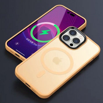 TPU+PC чехол Metal Buttons with MagSafe Colorful для Apple iPhone 14 Pro (6.1"), Персиковый - Чехлы для iPhone 14 Pro - изображение 1