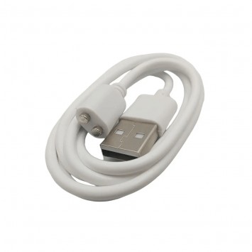 Білий кабель заряджання для дорослих іграшок з 2 контактами, 8 мм, довжиною 80 см