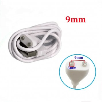 Белый зарядный кабель на два контакта для женского вибратора, диаметр 9 мм, длина 80 см