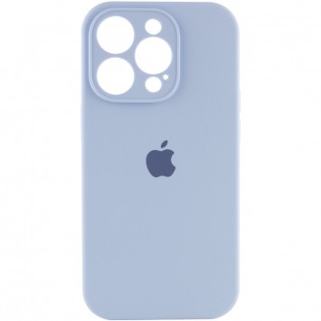 Голубой силиконовый чехол для iPhone 14 Pro Max с полной защитой для камеры, модель "Silicone Case Full Camera Protective (AA)".