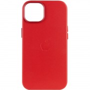 Кожаный чехол для Apple iPhone 14 (6.1"") - Leather Case (AA Plus) with MagSafe Crimson
