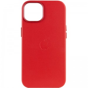 Шкіряний чохол для Apple iPhone 14 (6.1"") - Leather Case (AA Plus) with MagSafe Crimson