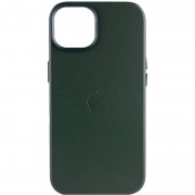 Кожаный чехол для Apple iPhone 14 (6.1"") - Leather Case (AA Plus) with MagSafe Shirt Green