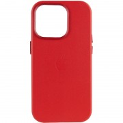 Шкіряний чохол для Apple iPhone 14 Pro (6.1"") - Leather Case (AA Plus) with MagSafe Crimson
