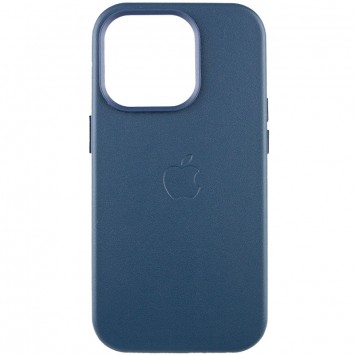 Шкіряний чохол для Apple iPhone 14 Pro (6.1"") - Leather Case (AA Plus) з MagSafe Indigo Blue