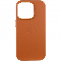 Кожаный чехол для Apple iPhone 14 Pro (6.1"") - Leather Case (AA Plus) with MagSafe Saddle Brown