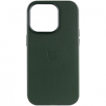 Шкіряний чохол для Apple iPhone 14 Pro (6.1"") - Leather Case (AA Plus) with MagSafe Shirt Green