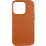 Шкіряний чохол для Apple iPhone 14 Pro Max (6.7"") - Leather Case (AA Plus) with MagSafe Saddle Brown