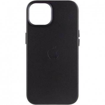 Черный кожаный чехол Leather Case (AA Plus) с MagSafe для Apple iPhone 12 Pro / 12 (6.1"")