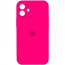 Чохол Silicone Case Full Camera Protective (AA) для Apple iPhone 12 (6.1"), Рожевий / Barbie pink