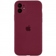 Чохол Silicone Case Full Camera Protective (AA) для Apple iPhone 12 (6.1"), Бордовий / Plum