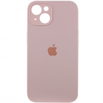 Чехол для iPhone 13 из розового силикона с полной защитой камеры, модель "Silicone Case Full Camera Protective (AA)", цвет - Chalk Pink.