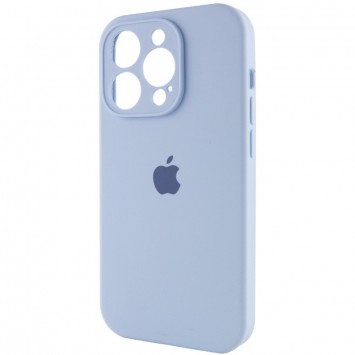 Голубой силиконовый чехол Lilac Blue для iPhone 14 Pro Max, полностью защищающий камеру, модель AA.