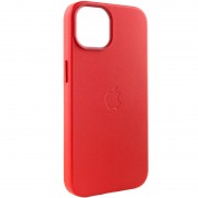Кожаный чехол для Apple iPhone 14 (6.1"") - Leather Case (AA Plus) with MagSafe Crimson