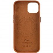 Шкіряний чохол для Apple iPhone 14 (6.1"") - Leather Case (AA Plus) with MagSafe Saddle Brown