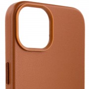 Шкіряний чохол для Apple iPhone 14 (6.1"") - Leather Case (AA Plus) with MagSafe Saddle Brown