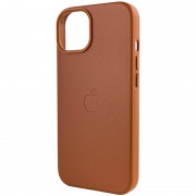 Кожаный чехол для Apple iPhone 14 (6.1"") - Leather Case (AA Plus) with MagSafe Saddle Brown