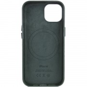 Кожаный чехол для Apple iPhone 14 (6.1"") - Leather Case (AA Plus) with MagSafe Shirt Green