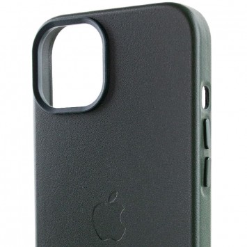 Шкіряний чохол для Apple iPhone 14 (6.1"") - Leather Case (AA Plus) with MagSafe Shirt Green - зображення 4 