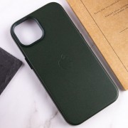 Шкіряний чохол для Apple iPhone 14 (6.1"") - Leather Case (AA Plus) with MagSafe Shirt Green