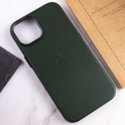 Кожаный чехол для Apple iPhone 14 (6.1"") - Leather Case (AA Plus) with MagSafe Shirt Green