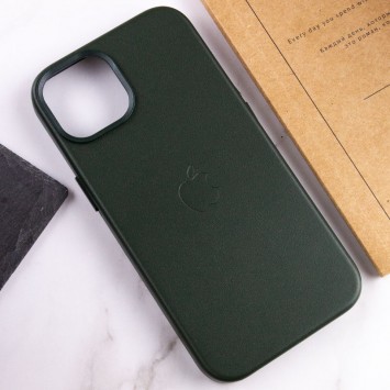 Шкіряний чохол для Apple iPhone 14 (6.1"") - Leather Case (AA Plus) with MagSafe Shirt Green - Чохли для iPhone 14 - зображення 6 
