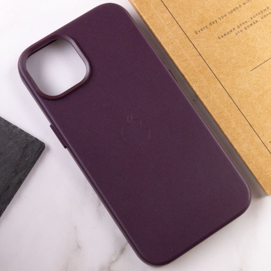 Шкіряний чохол для iPhone 14 Plus (6.7"") - Leather Case (AA Plus) with MagSafe Dark Cherry - зображення 5 