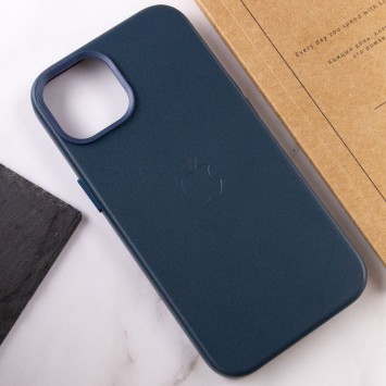 Шкіряний чохол для Apple iPhone 14 Plus (6.7"") - Leather Case (AA Plus) з MagSafe Indigo Blue - зображення 6 