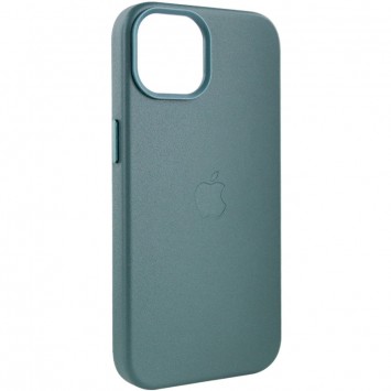 Шкіряний чохол для Apple iPhone 14 Plus (6.7"") - Leather Case (AA Plus) з MagSafe Pine green - Чохли для iPhone 14 Plus - зображення 3 