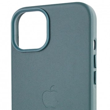 Шкіряний чохол для Apple iPhone 14 Plus (6.7"") - Leather Case (AA Plus) з MagSafe Pine green - Чохли для iPhone 14 Plus - зображення 4 