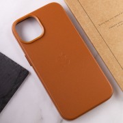 Кожаный чехол для Apple iPhone 14 Plus (6.7"") - Leather Case (AA Plus) with MagSafe Saddle Brown
