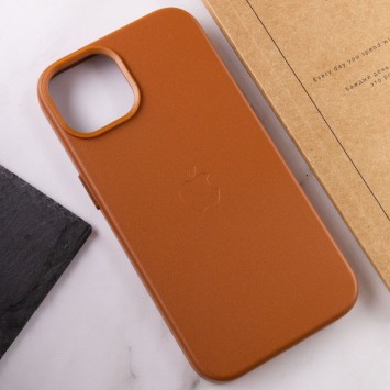 Шкіряний чохол для Apple iPhone 14 Plus (6.7"") - Leather Case (AA Plus) з MagSafe Saddle Brown - Чохли для iPhone 14 Plus - зображення 6 