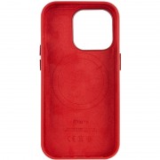 Кожаный чехол для Apple iPhone 14 Pro (6.1"") - Leather Case (AA Plus) with MagSafe Crimson