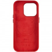 Шкіряний чохол для Apple iPhone 14 Pro (6.1"") - Leather Case (AA Plus) with MagSafe Crimson