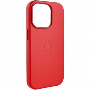 Кожаный чехол для Apple iPhone 14 Pro (6.1"") - Leather Case (AA Plus) with MagSafe Crimson