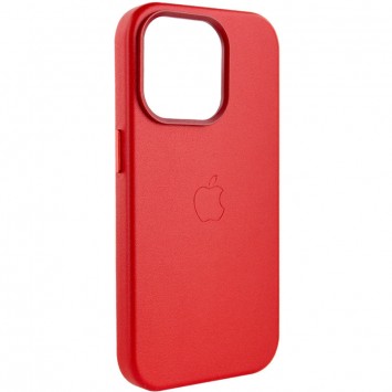 Шкіряний чохол для Apple iPhone 14 Pro (6.1"") - Leather Case (AA Plus) with MagSafe Crimson - зображення 4 